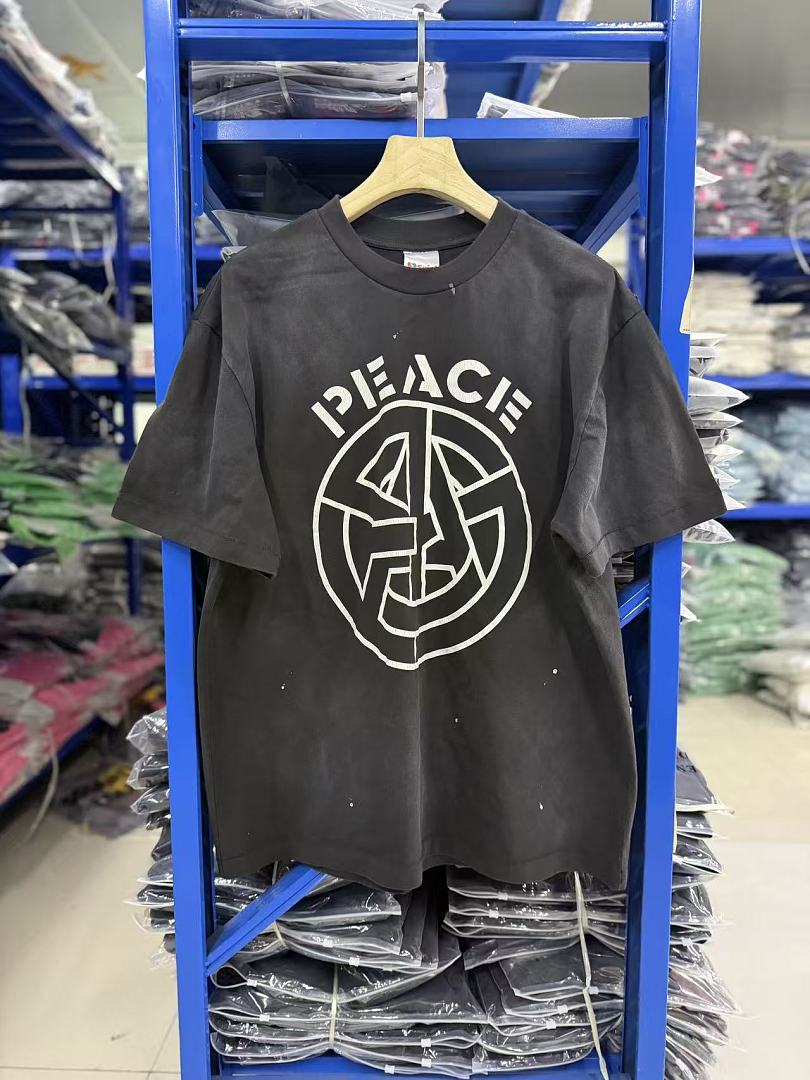 Saint Michael Peace Graphic & Slogan Print Vintage T-Shirt