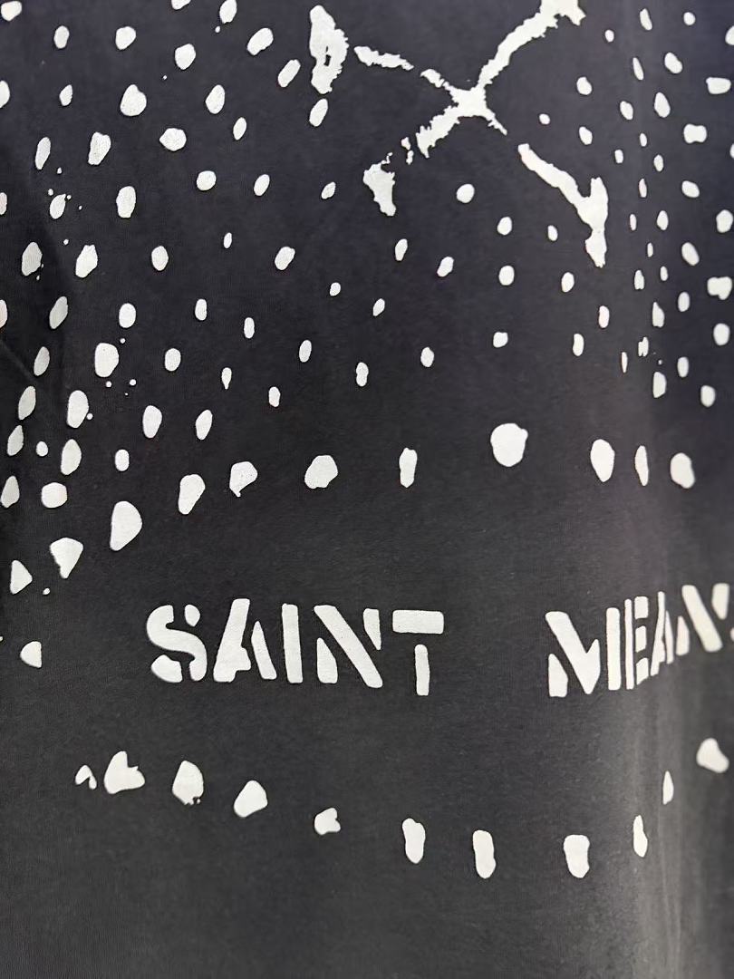 Saint Michael Graphic Skull & Stud Pattern Vintage T-Shirt