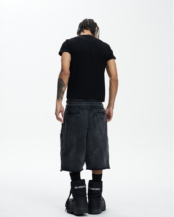 Deconstructed Washed Cropped Football Pants New
