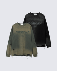 Grunge Distressed Print Oversized Long Sleeve T-Shirt