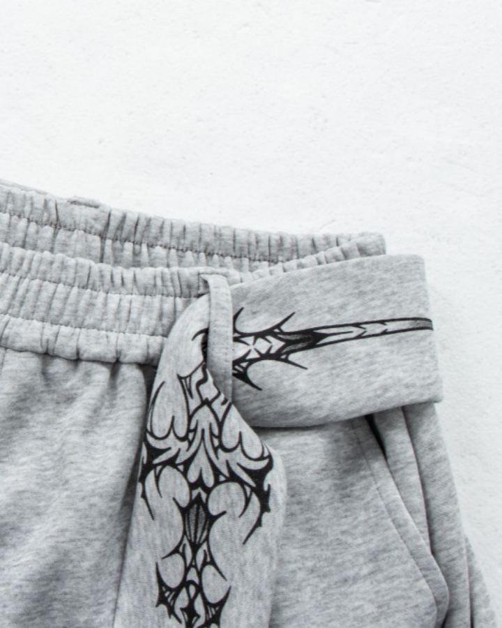 American High-Street Gothic Pattern Wide-Leg Sweatpants