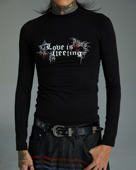 Gothic Graphic Long Sleeve Tee With Lettering