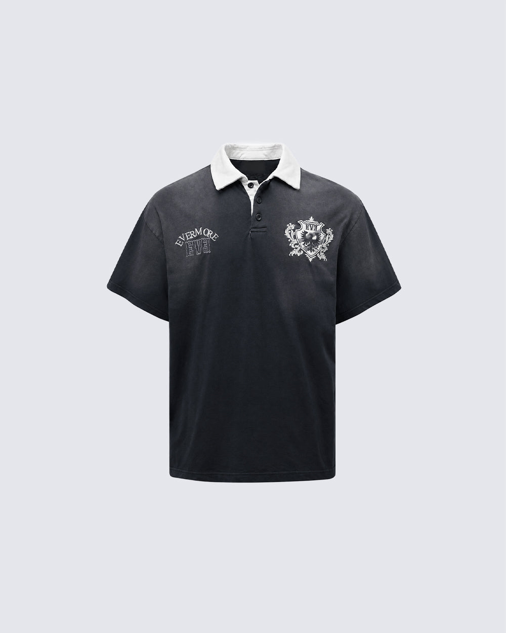 Contrast Collar Sun Faded Washed Polo Tee