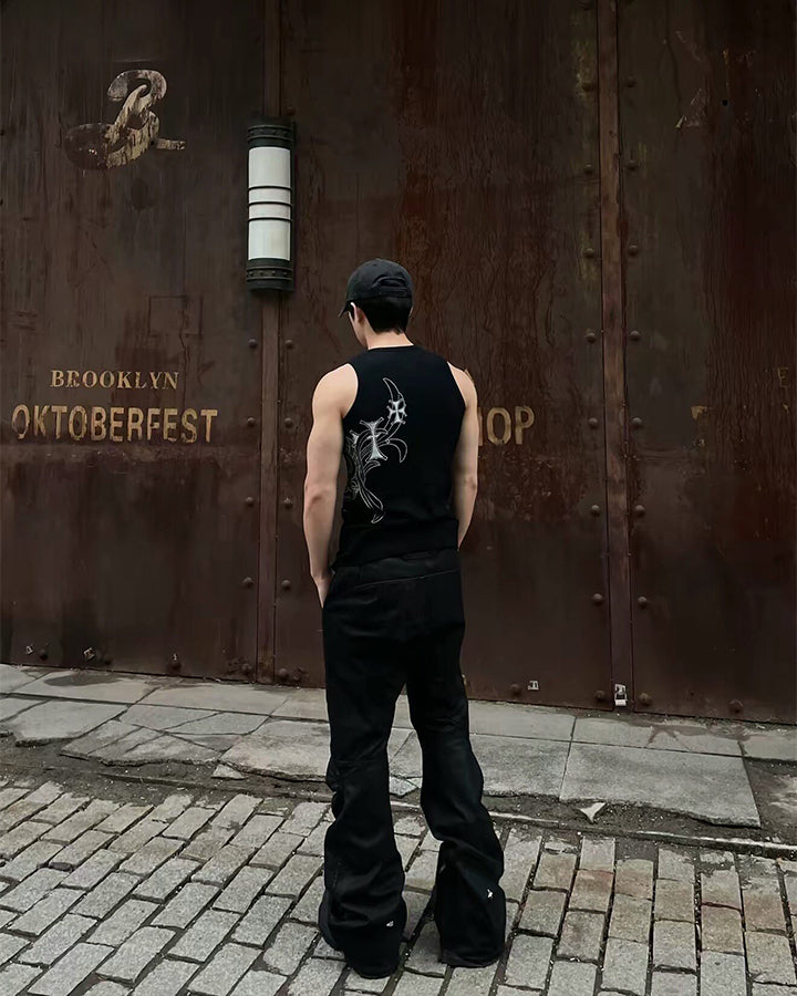 American Street Hip-Hop Slim Cross Tank Top New