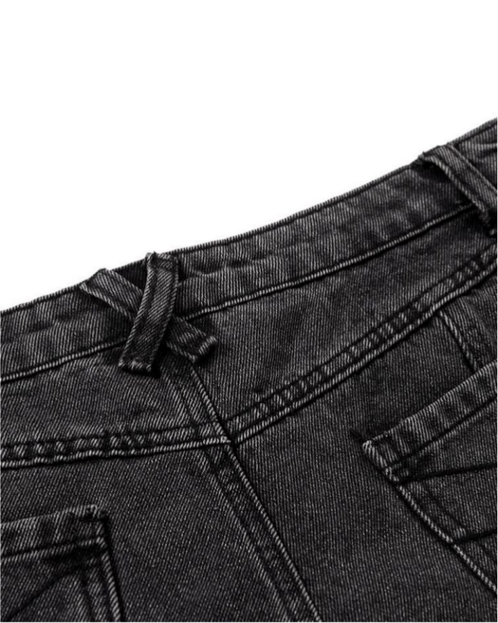 Distressed Cargo Pants with Strap Details