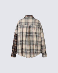 Patchwork Plaid Deconstructed Shirt