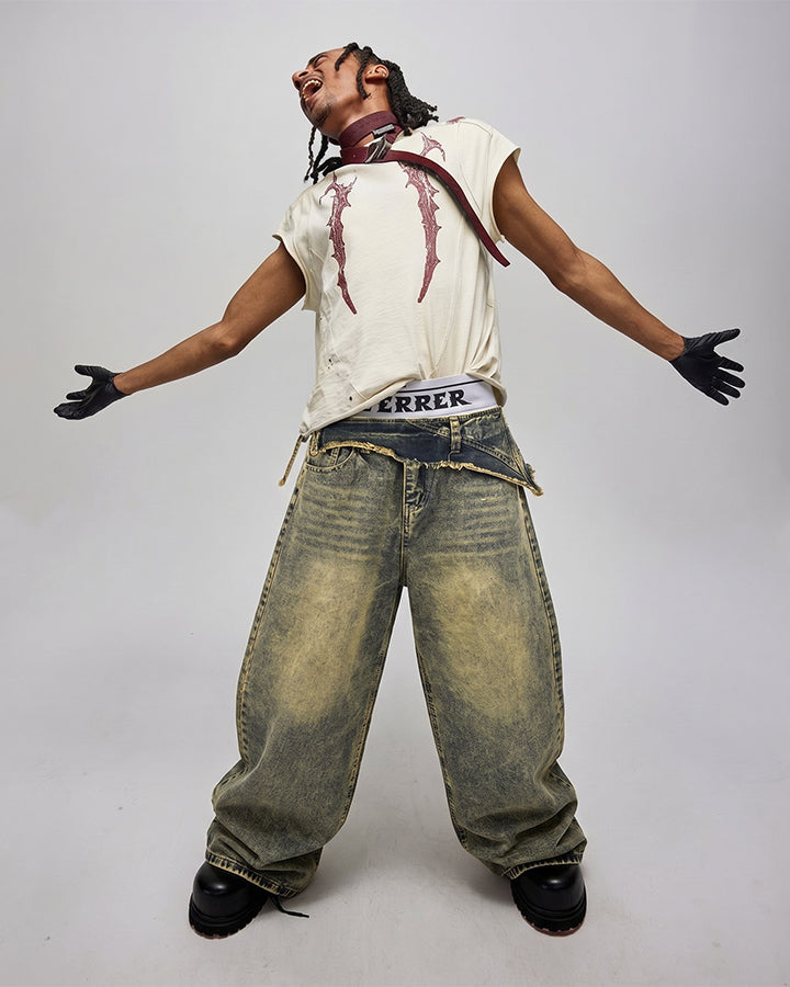 Vintage Deconstructed Patchwork Denim Pants