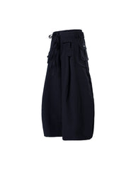 Detachable Back-Flap Wide-Leg Cargo Pants