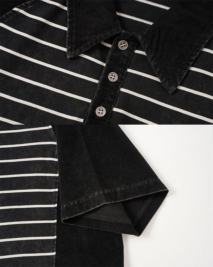 High-Street Striped Panel Polo Shirt