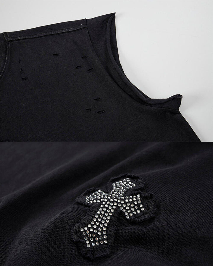 Dark Gothic Cross Sleeveless Streetwear Vest