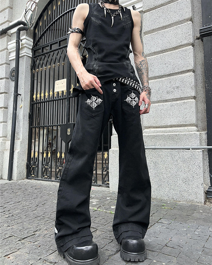 Y2K New American Star Graphic Flare Pants