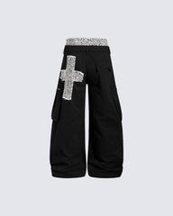 Y2K Leopard Double-Waist Patchwork Cargo Pants