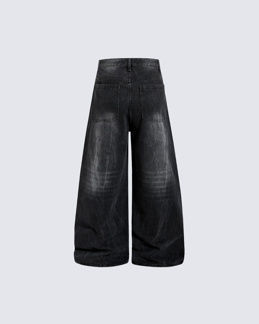 Punk Wide-Leg Denim Pants With Studs