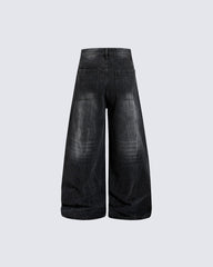 Punk Wide-Leg Denim Pants With Studs