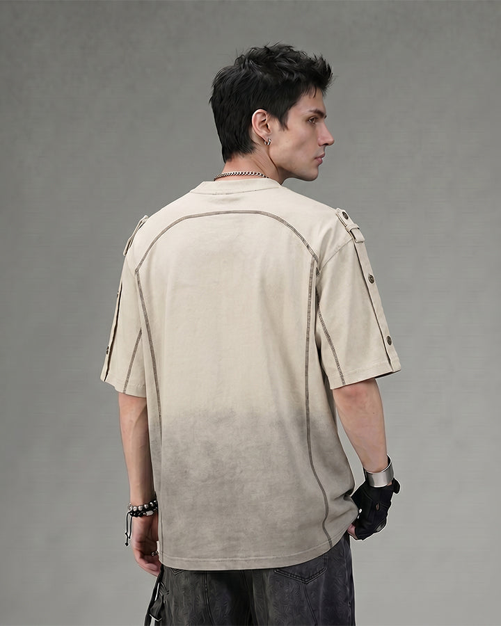 Utility Vintage Contrast Stitch Button Henley New Tee