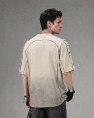 Utility Vintage Contrast Stitch Button Henley New Tee
