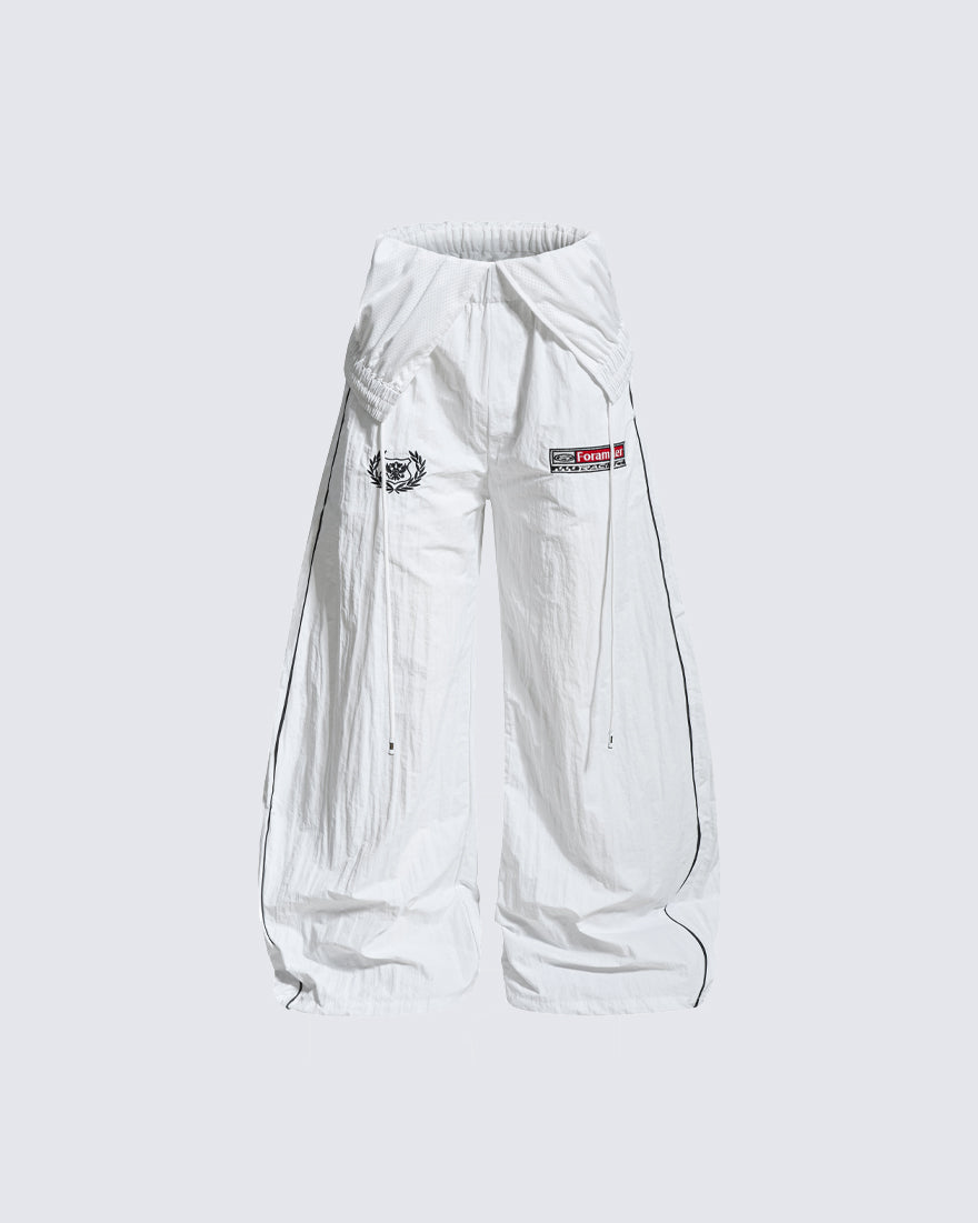 Sporty Deconstructed Elastic-Waist Casual Pants