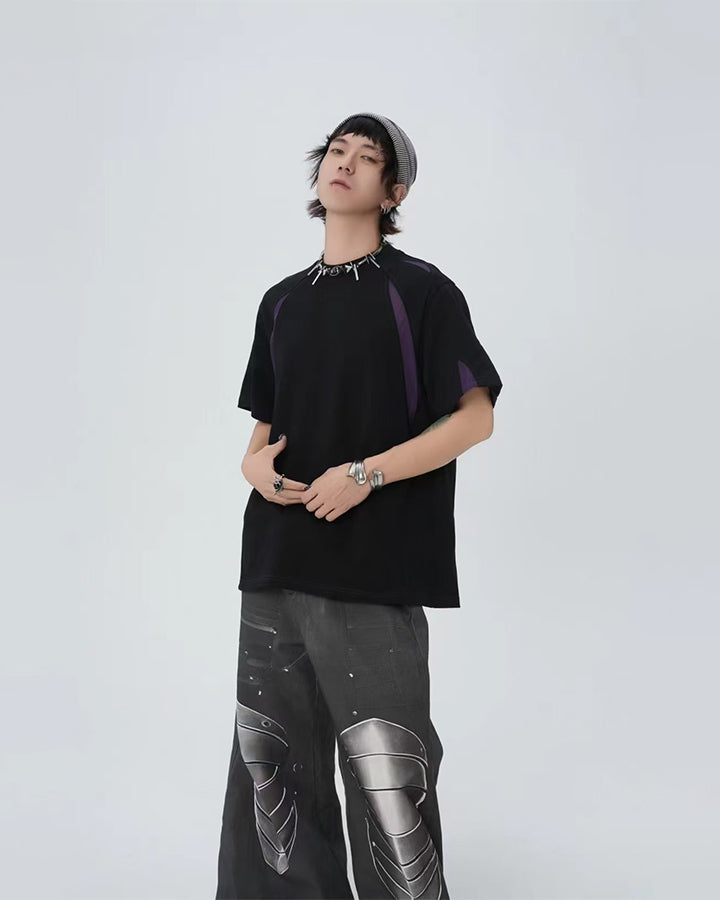 New Streetwear Color-Block Short Sleeve Tee
