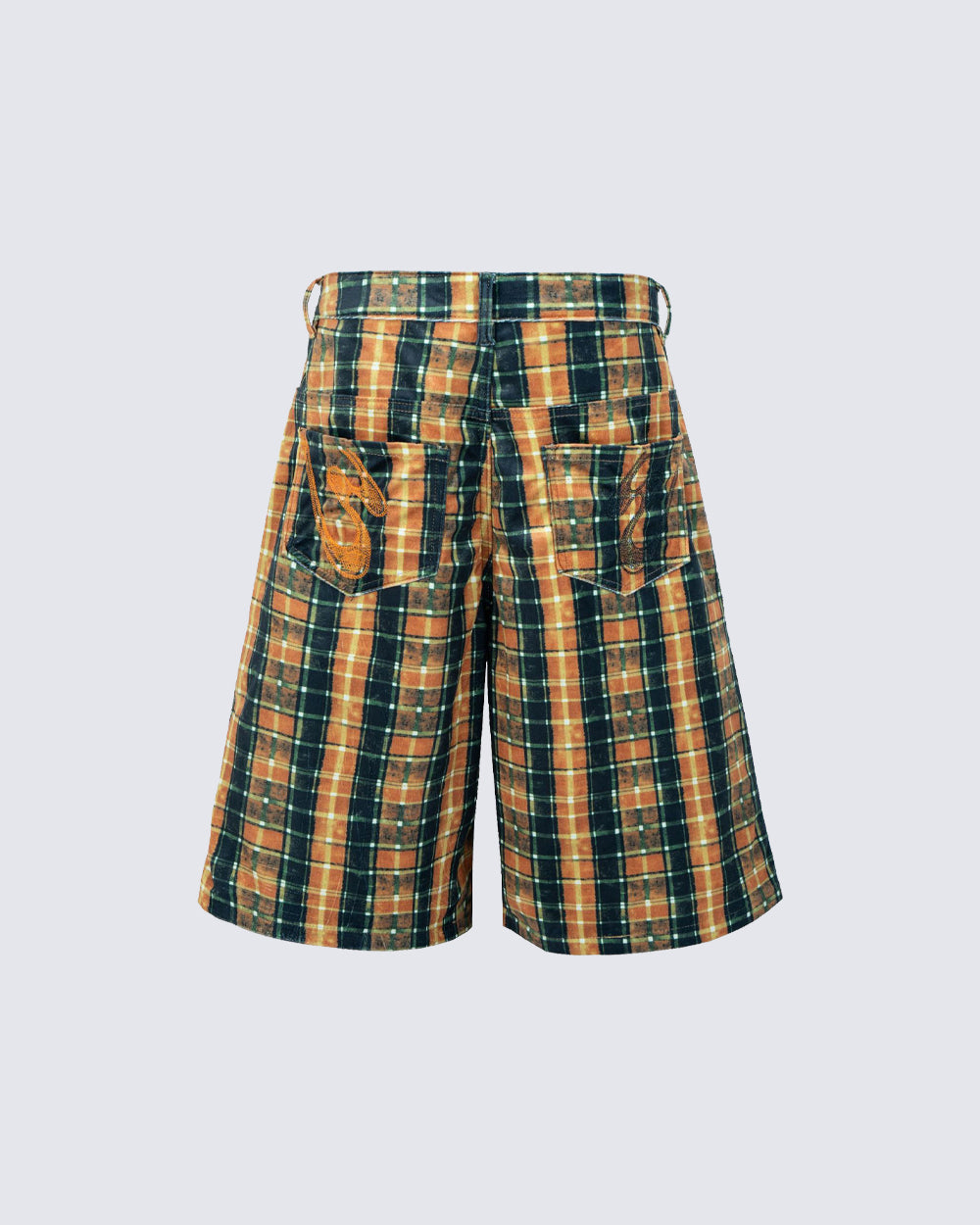 Vintage Plaid Patchwork Denim Lined Capri Pants