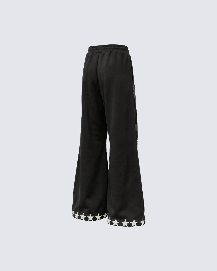 Light Asian Street Vintage Star Wide Leg Pants