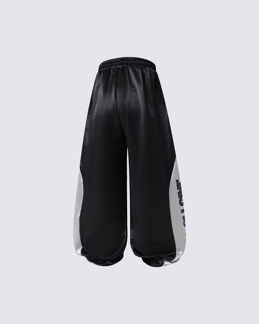 Color Block Silky Wide Leg Sweatpants New