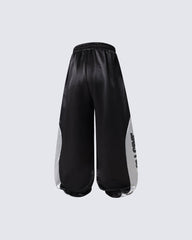 Color Block Silky Wide Leg Sweatpants New