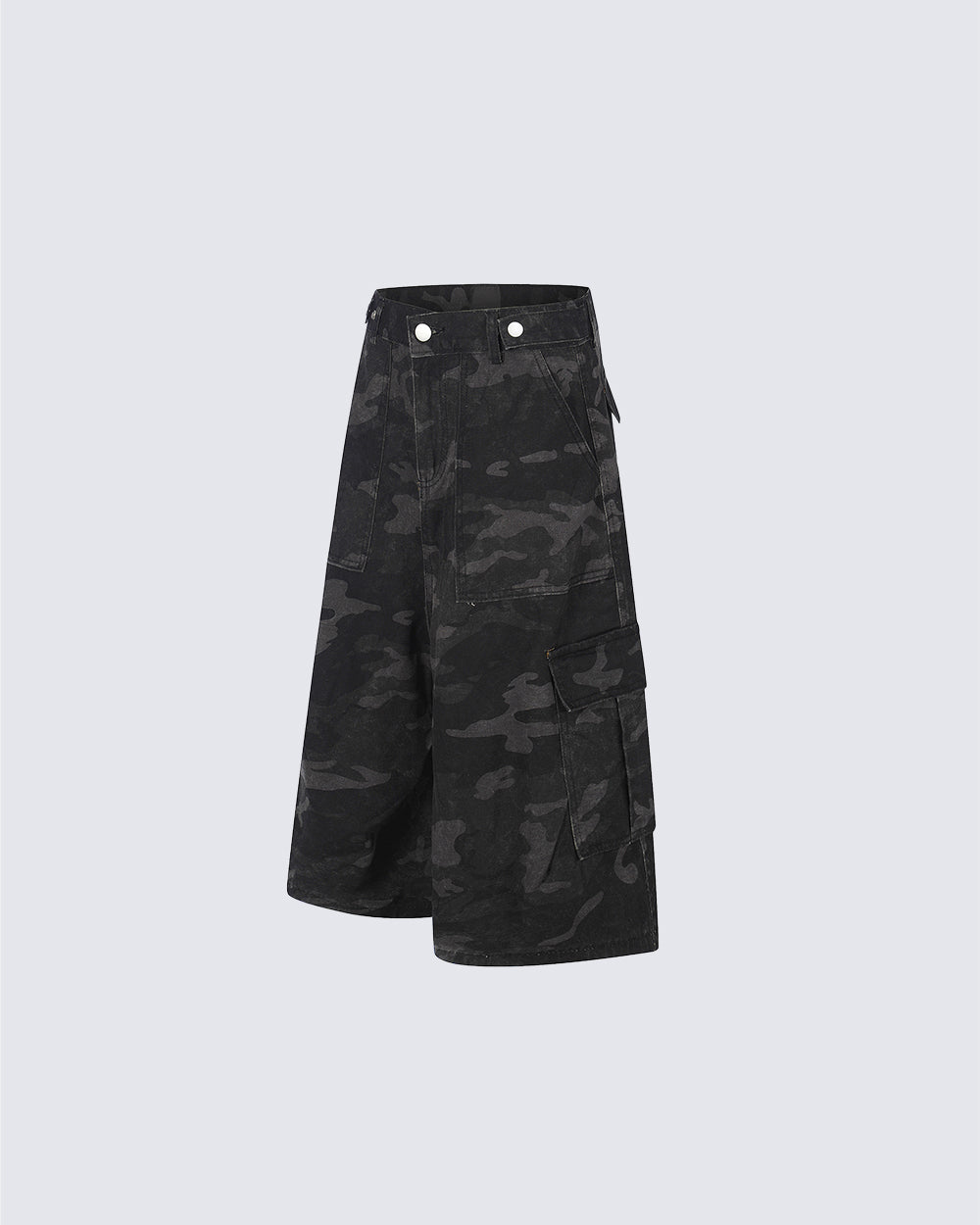 American Style Camouflage Cargo Wide Denim Shorts