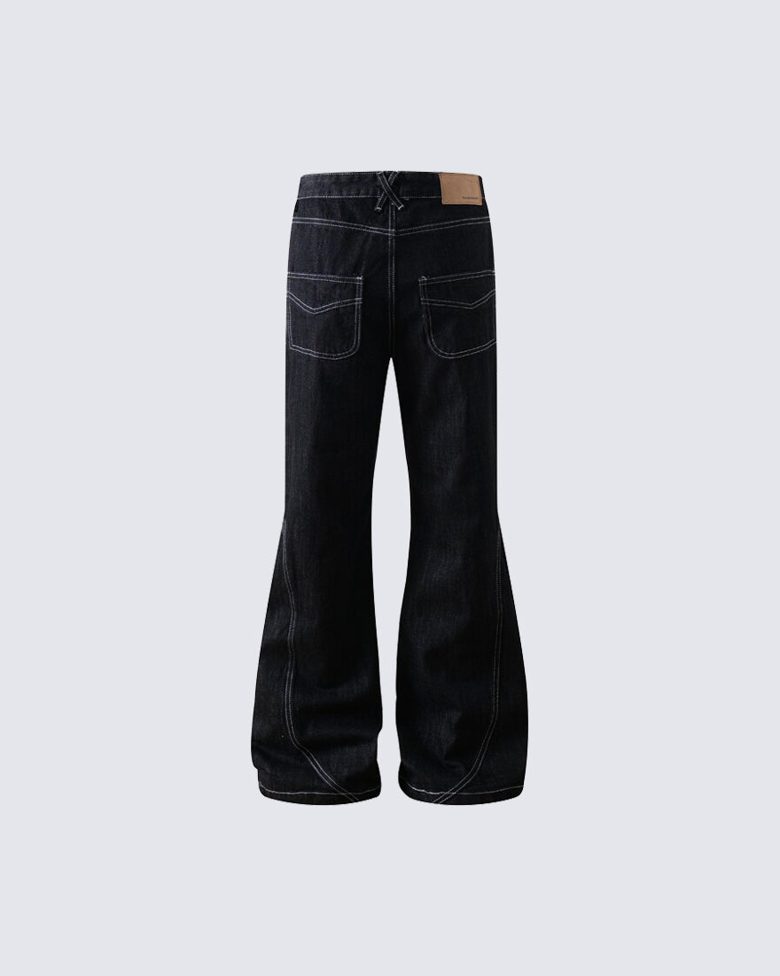American High Street Flared Black Jeans