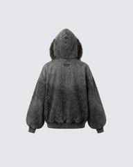 Cropped-Boxy Hoodie in Stone-Washed Cotton