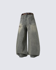 Tie Detail Wide Leg Denim Pants