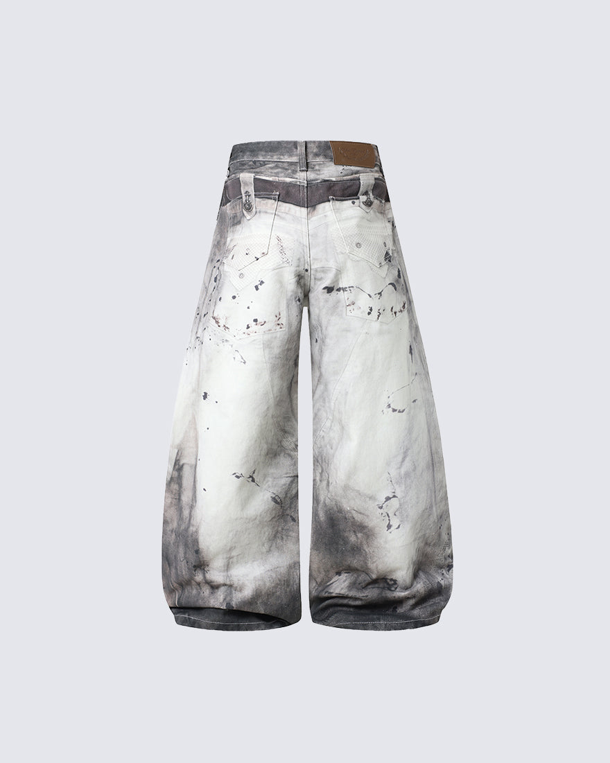 Wasteland Washed Wide Leg Denim Pants