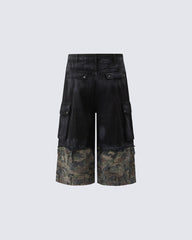 New Patchwork Camo Denim Cargo Shorts