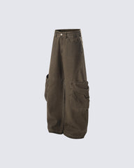Vintage Washed Cargo Wide-Leg Scimitar Pants