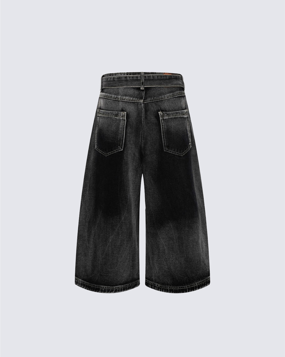 American High-Street Belted Wide-Leg Denim Shorts