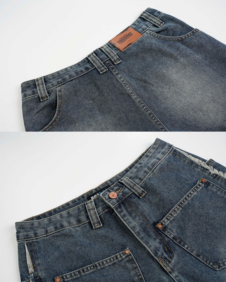 American Vintage Frayed Panel Denim Shorts