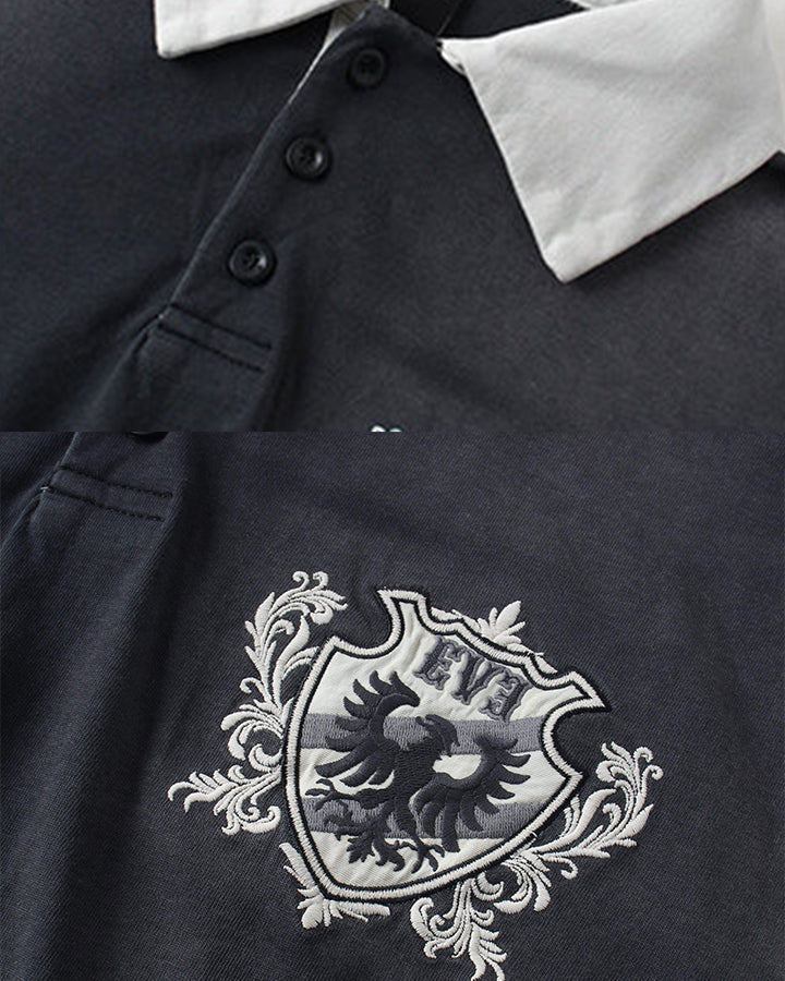Contrast Collar Sun Faded Washed Polo Tee