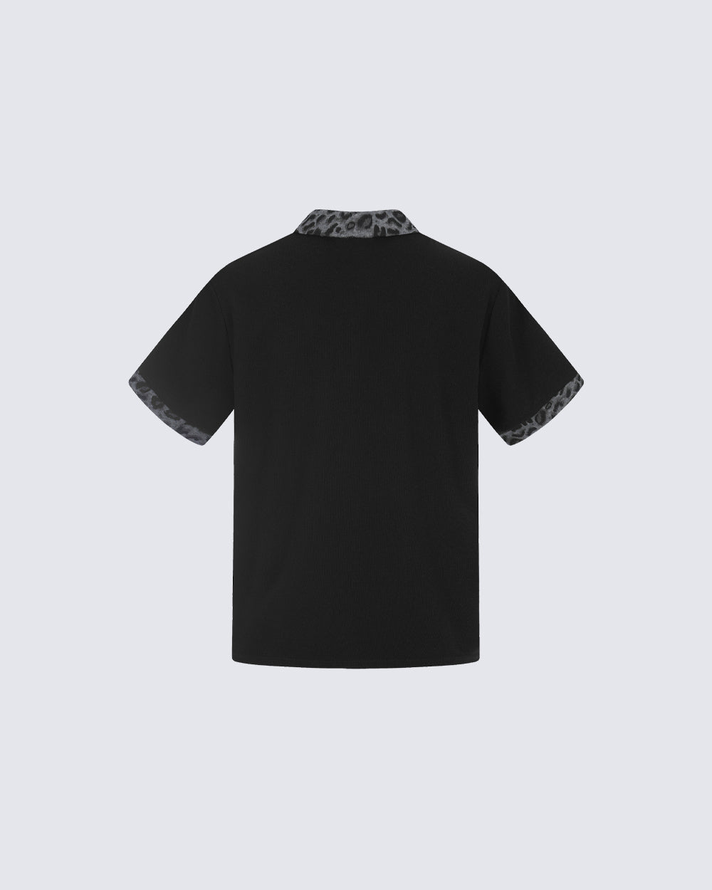 Dark Punk Leopard-Collar Graphic Polo Shirt