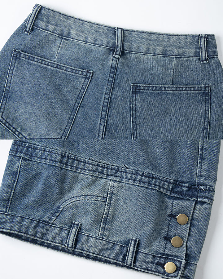 American Inverted Design Washed Cargo Denim Shorts