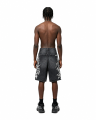 American Vintage Washed Tribal Print Denim Shorts