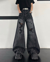 American Heavy-Duty High-Street Distressed Jeans