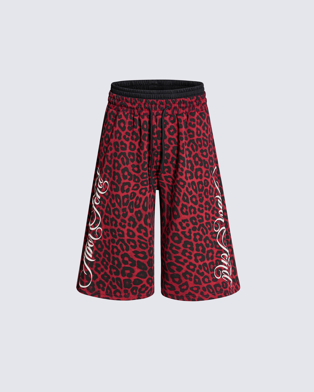 American High Street Style Leopard Print And Letter Print Capri Pants