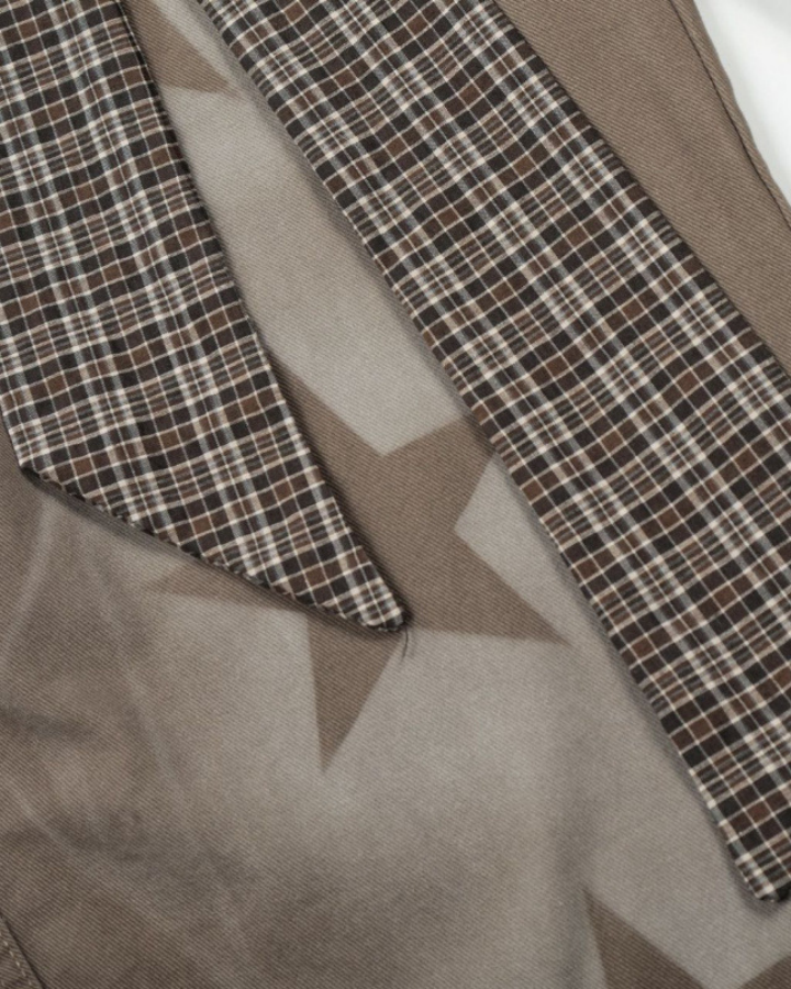 American High Street Star-Patterned Wide-Leg Curved Trousers