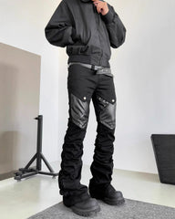 Retro Panel Stacked Cotton Pants