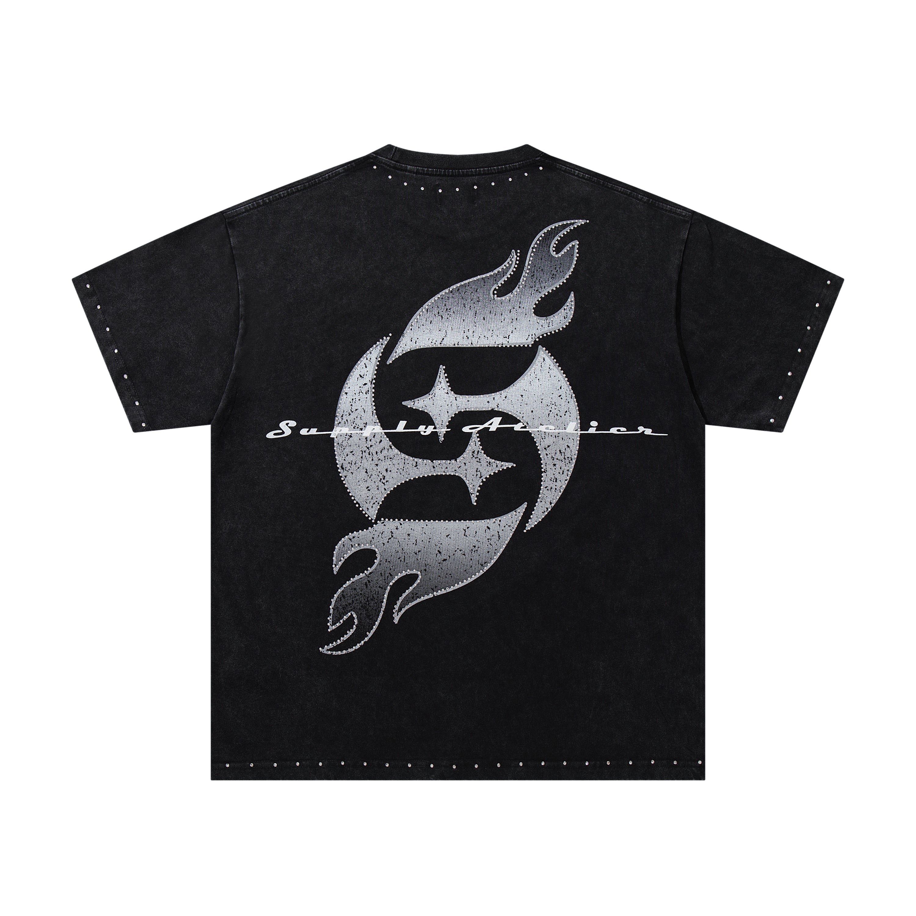 SUPPLY Angel Flame Logo Graphic Oversized Black T-Shirt