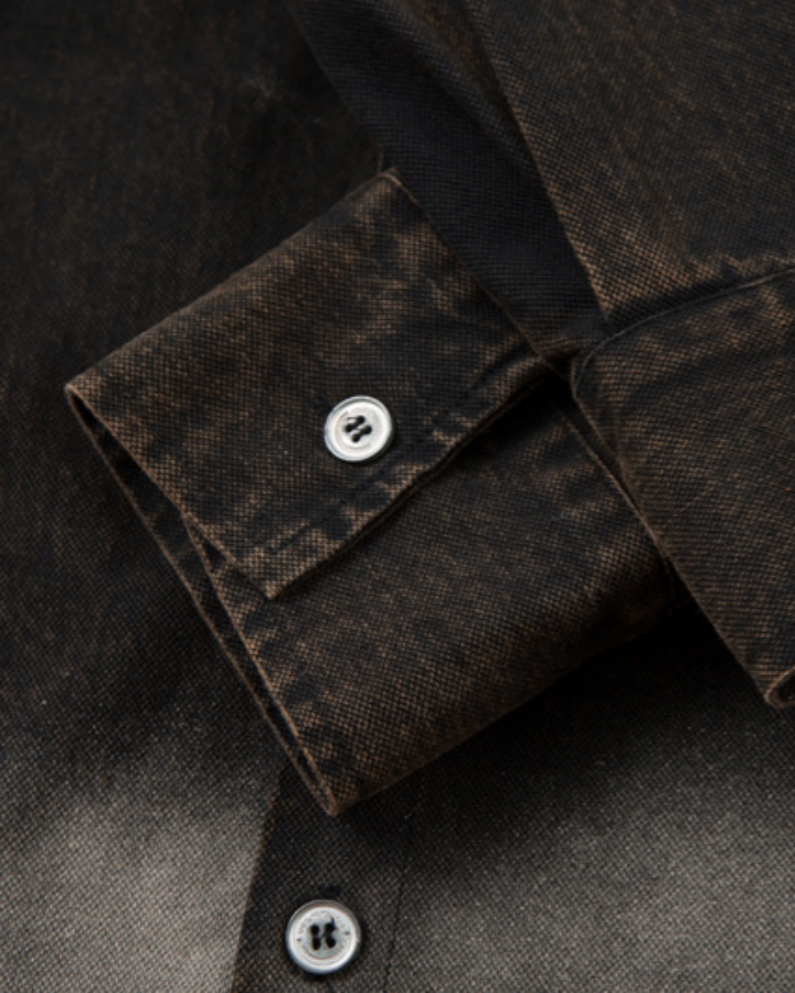 American-Style Gradient Color-Blocked Denim Top