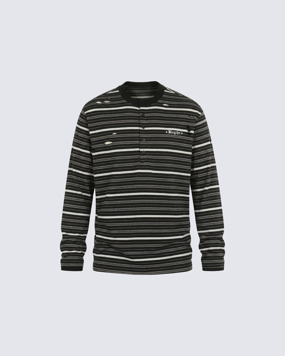 Vintage Contrast Stripe Button Long Sleeve T-Shirt