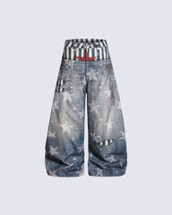 American Vintage Star-Print Wide-Leg Jeans