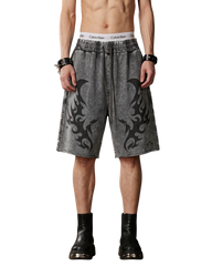 Tribal Print Grey Sweat Shorts