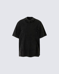 Distressed Irregular Curve Patchwork New Tee