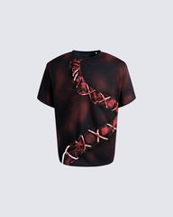 Dark Red Niche Heavy Spray Dye T-Shirt
